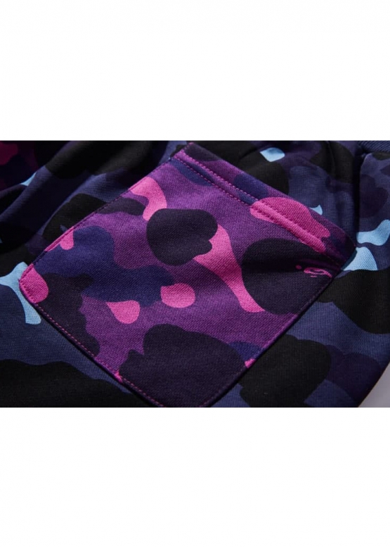 Синьо-фіолетові шорти Bape Aape by A BATHING APE Shark Color Blue Purple Half Camo Shorts Unisex