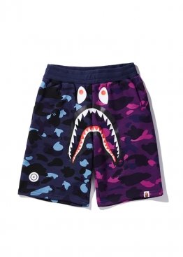 Bape Shark Blue Purple Half Camo Shorts Unisex - CA1114