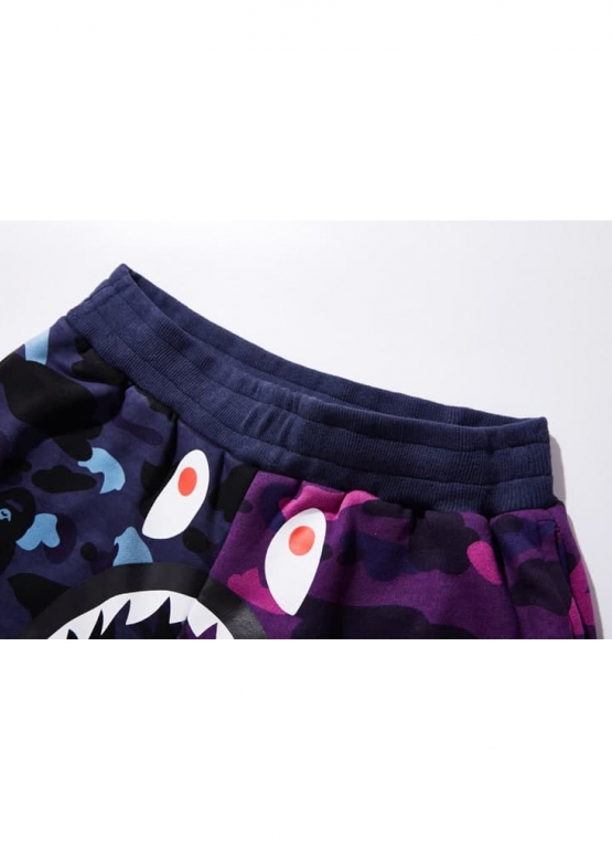 Bape Aape by A BATHING APE Shark Color Blue Purple Half Camo Shorts Unisex