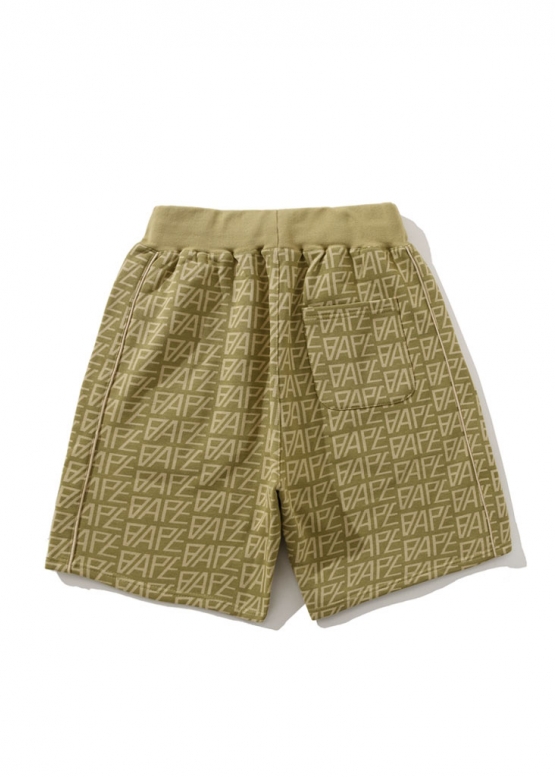 Гірчічні шорти Bape Aape by A BATHING APE Logo Monogram Velour Color Khaki Shorts Unisex