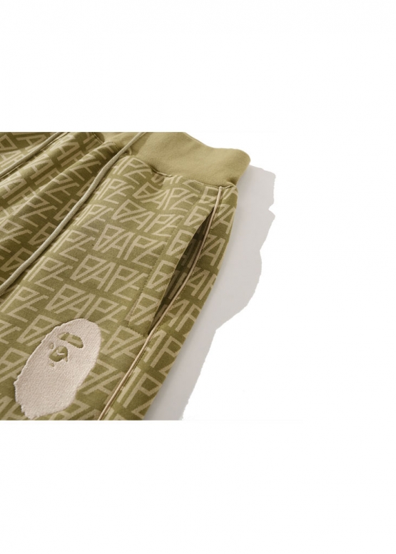 Гірчічні шорти Bape Aape by A BATHING APE Logo Monogram Velour Color Khaki Shorts Unisex
