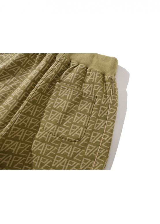 Гірчічні шорти Bape Aape by A BATHING APE Logo Monogram Velour Color Khaki Shorts Unisex