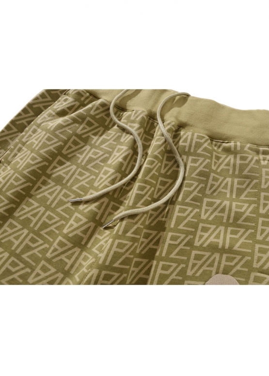 Bape Aape by A BATHING APE Logo Monogram Velour Color Khaki Shorts Unisex