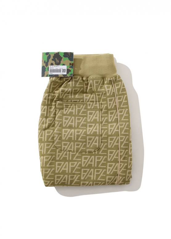 Bape Aape by A BATHING APE Logo Monogram Velour Color Khaki Shorts Unisex