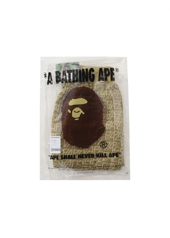 Bape Aape by A BATHING APE Logo Monogram Velour Color Khaki Shorts Unisex