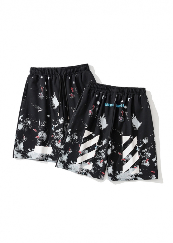 Off-white Art Chaos Color Black Shorts Unisex