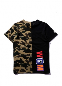 Чорно-зелена футболка Bape Shark Green Black Half Camo T-Shirt Unisex - FA1113