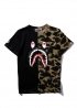 Чорно-зелена футболка Bape Shark Green Black Half Camo T-Shirt Unisex - FA1113