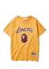Жовта футболка Bape x Mitchell & Ness Lakers Yellow Tee Unisex - FA1117