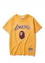 Жовта футболка Bape Aape by A BATHING APE x Mitchell & Ness Lakers Color Yellow Tee Unisex