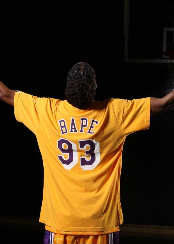 Bape Aape by A BATHING APE x Mitchell & Ness Lakers Color Yellow Tee Unisex