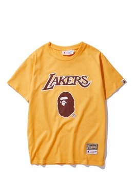 Жёлтая футболка Bape x Mitchell & Ness Lakers Yellow Tee Unisex - FA1117