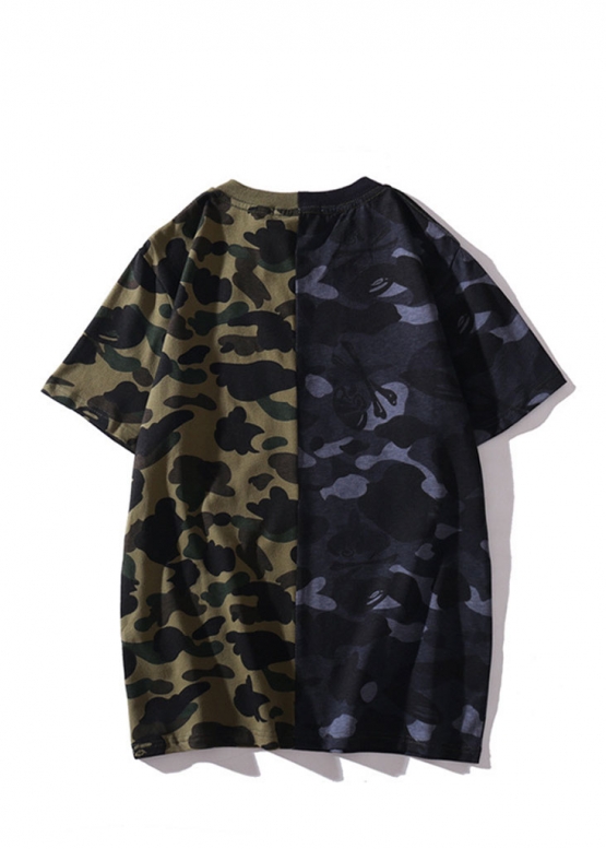 Чорно-зелена футболка Bape Aape by A BATHING APE Shark Color Black Green City Camo T-shirt Unisex