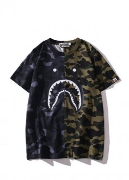 Чорно-зелена футболка Bape Shark Black Green City Camo T-Shirt Unisex - FA1120