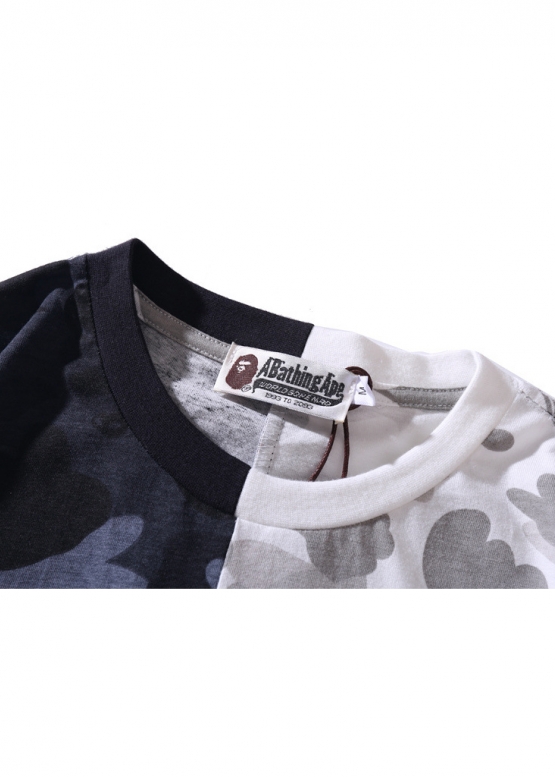 Чорно-біла футболка Bape Aape by A BATHING APE Shark Color Black White City Camo T-shirt Unisex