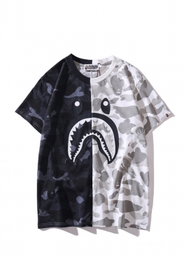 Чорно-біла футболка Bape Shark Black White City Camo T-Shirt Unisex - FA1121 Чорно-біла футболка Bape Shark Black White City Camo T-Shirt Unisex - FA1121
