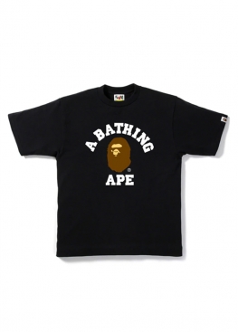 Чорна футболка Bape College Tee Black - FA1122