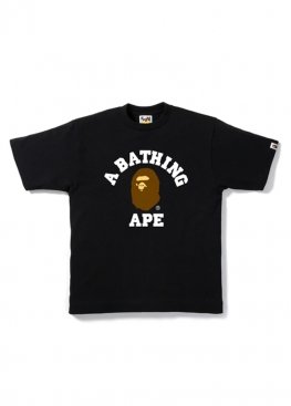 Чорна футболка Bape College Tee Black - FA1122