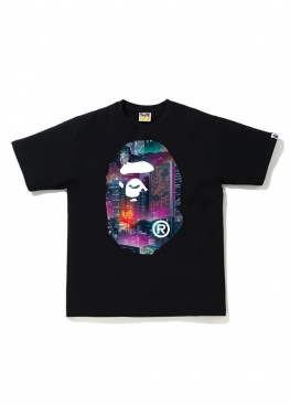 Чорна футболка Bape Neon Tokyo Big Ape Head Tee Black - FA1125