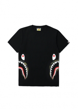 Чорна футболка Bape 1st Camo Side Shark Tee Black/Green - FA1126