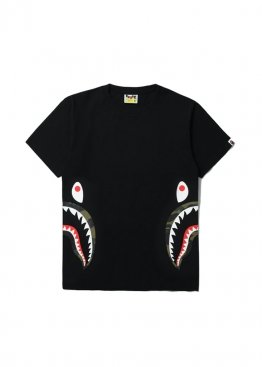 Bape 1st Camo Side Shark Tee Black/Green - FA1126
