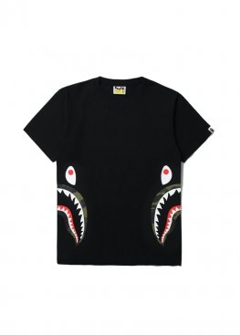 Чорна футболка Bape 1st Camo Side Shark Tee Black/Green - FA1126