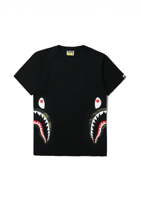 Bape 1st Camo Side Shark Tee Black/Green 