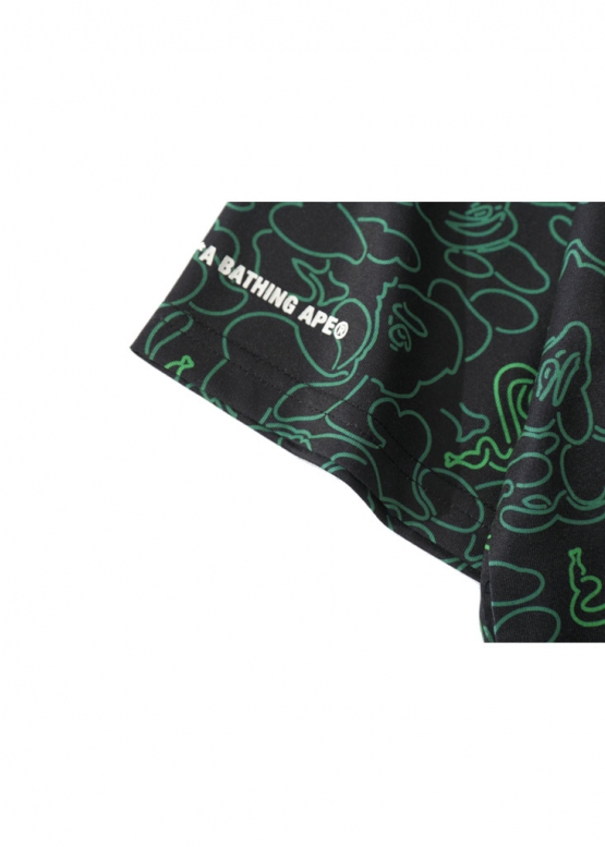Чорно-зелена футболка Bape Aape by A BATHING APE x Razer Color Neon Camo Team Tee Unisex