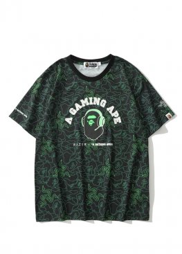 Чорно-зелена футболка Bape x Razer A Bathing Ape Neon Camo Team Tee Unisex - FA1134