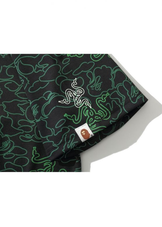 Чорно-зелена футболка Bape Aape by A BATHING APE x Razer Color Neon Camo Team Tee Unisex