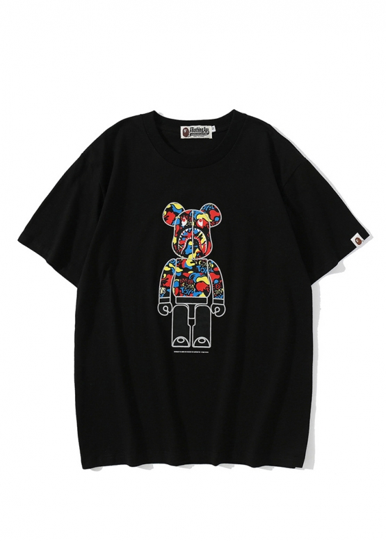 Чорна футболка Bape Aape by A BATHING APE x Medicom Toy Camo Bear Color Black T-Shirt Unisex 