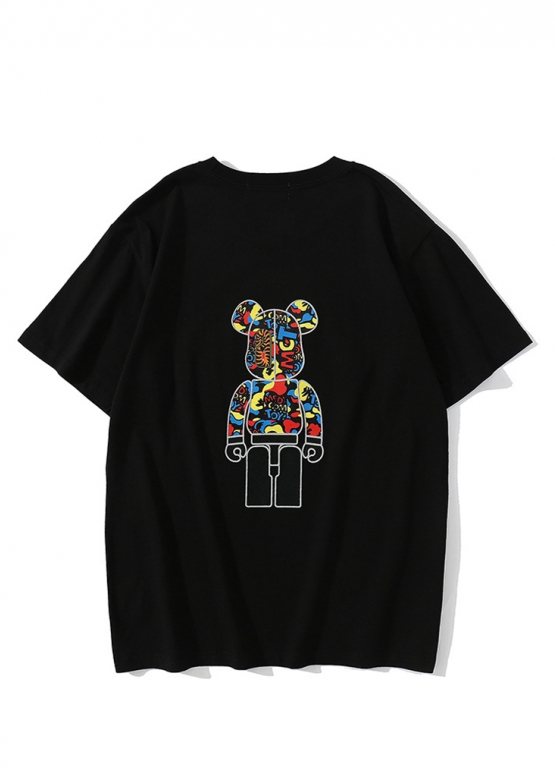 Чорна футболка Bape Aape by A BATHING APE x Medicom Toy Camo Bear Color Black T-Shirt Unisex 