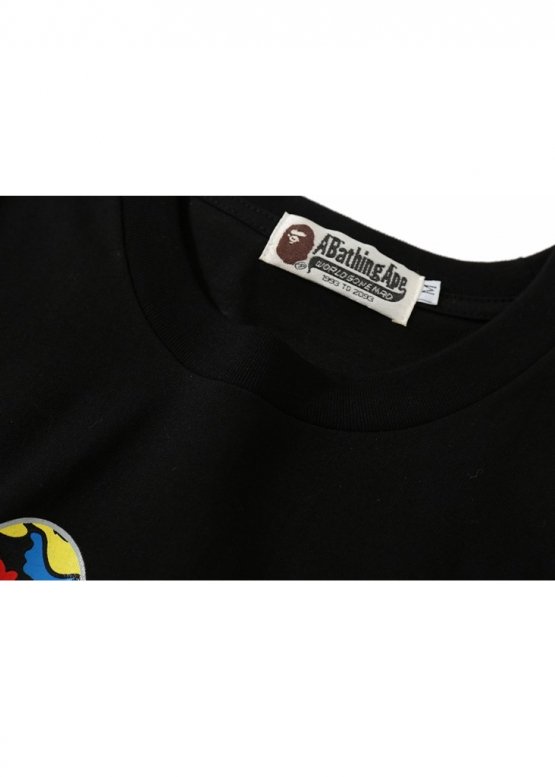 Чорна футболка Bape Aape by A BATHING APE x Medicom Toy Camo Bear Color Black T-Shirt Unisex 