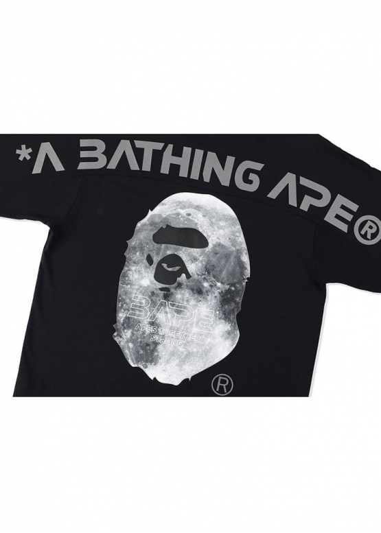Чорна футболка Bape Aape by A BATHING APE Head Moon Color Black T-Shirt Unisex