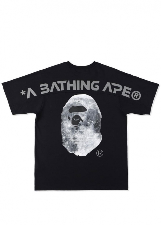 Чорна футболка Bape Aape by A BATHING APE Head Moon Color Black T-Shirt Unisex