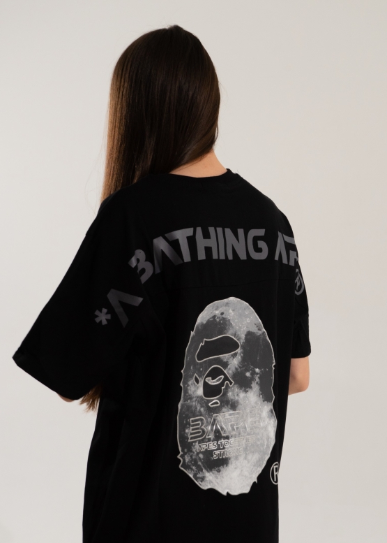 Чорна футболка Bape Aape by A BATHING APE Head Moon Color Black T-Shirt Unisex
