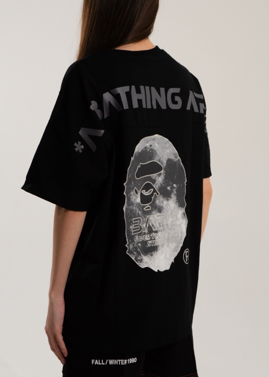 Чорна футболка Bape Aape by A BATHING APE Head Moon Color Black T-Shirt Unisex