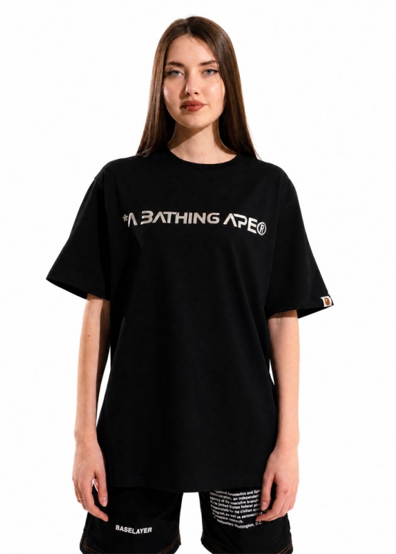 Чорна футболка Bape Aape by A BATHING APE Head Moon Color Black T-Shirt Unisex