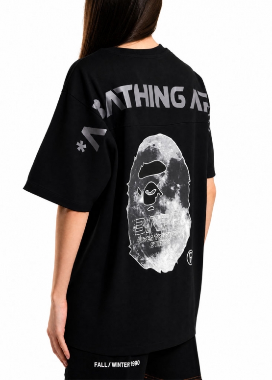 Чорна футболка Bape Aape by A BATHING APE Head Moon Color Black T-Shirt Unisex