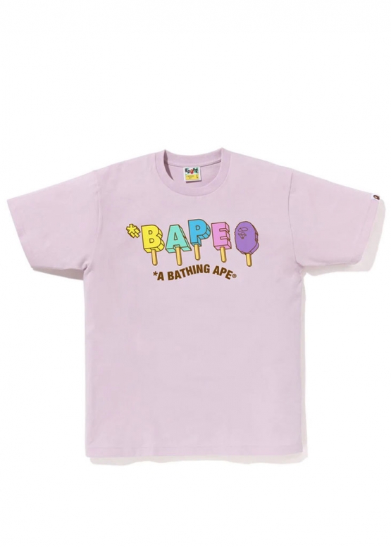 Рожева футболка Bape Aape by A BATHING APE Popsicle Ice Cream Color Purple T-shirt Mens