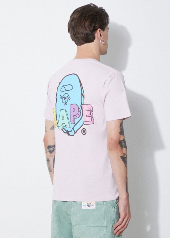 Рожева футболка Bape Aape by A BATHING APE Popsicle Ice Cream Color Purple T-shirt Mens