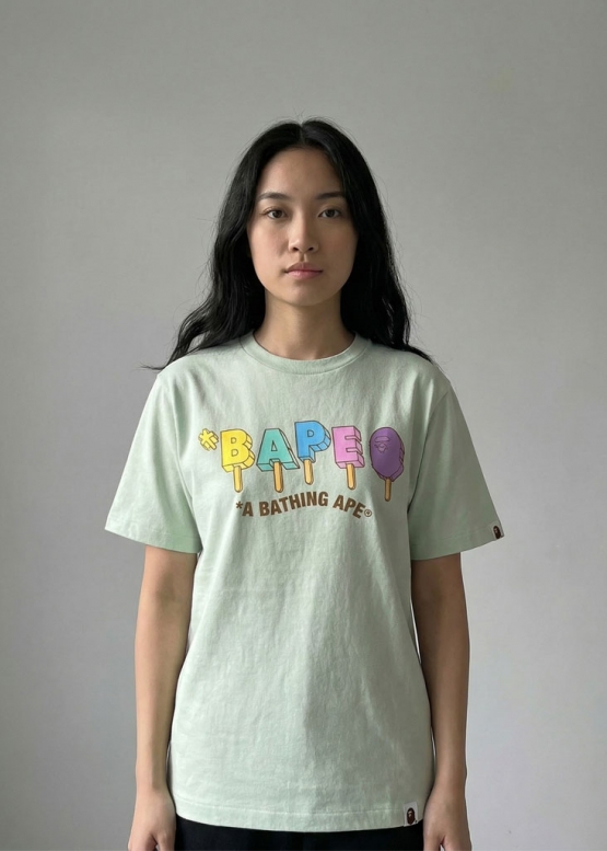 Зелена футболка Bape A Bathing Ape Popsicle Color Green Ice Cream T-Shirt Mens