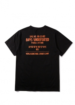 Чорна футболка BAPE x Undefeated Sport Is War Ape Head Black Tee Mens - FA1143