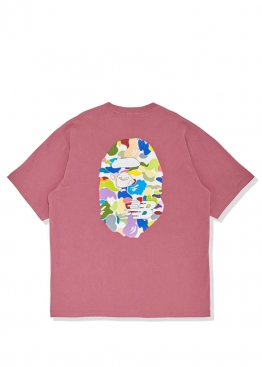 Bape x New Balance Ape Head Relaxed Fit Pink Tee Mens - FA1145