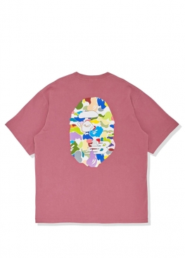 Рожева футболка Bape x New Balance Ape Head Relaxed Fit Pink Tee Mens - FA1145