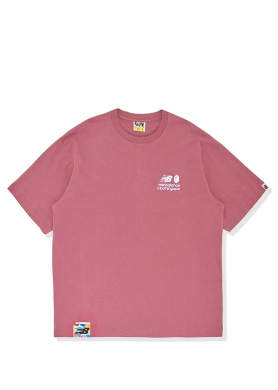 Рожева футболка Bape Aape by A BATHING APE x New Balance Ape Head Relaxed Fit Color Pink T-Shirt Mens