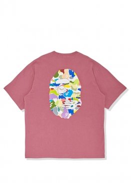 Bape x New Balance Ape Head Relaxed Fit Pink Tee Mens - FA1145