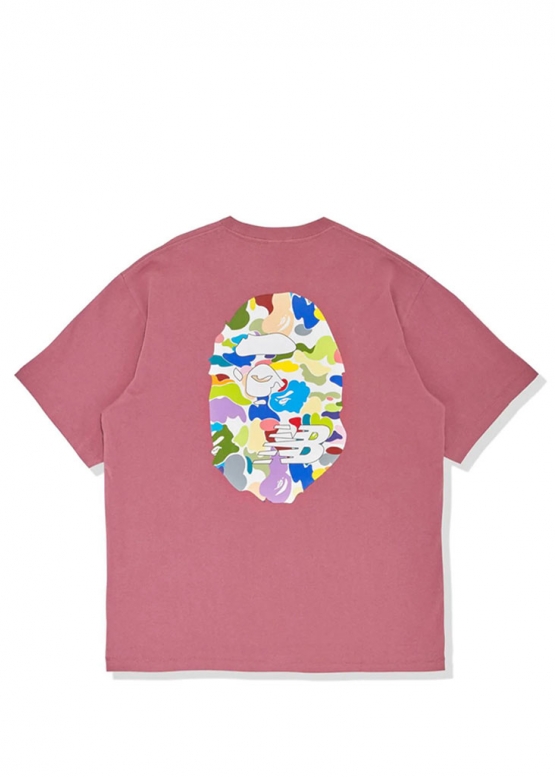 Bape Aape by A BATHING APE x New Balance Ape Head Relaxed Fit Color Pink T-Shirt Mens