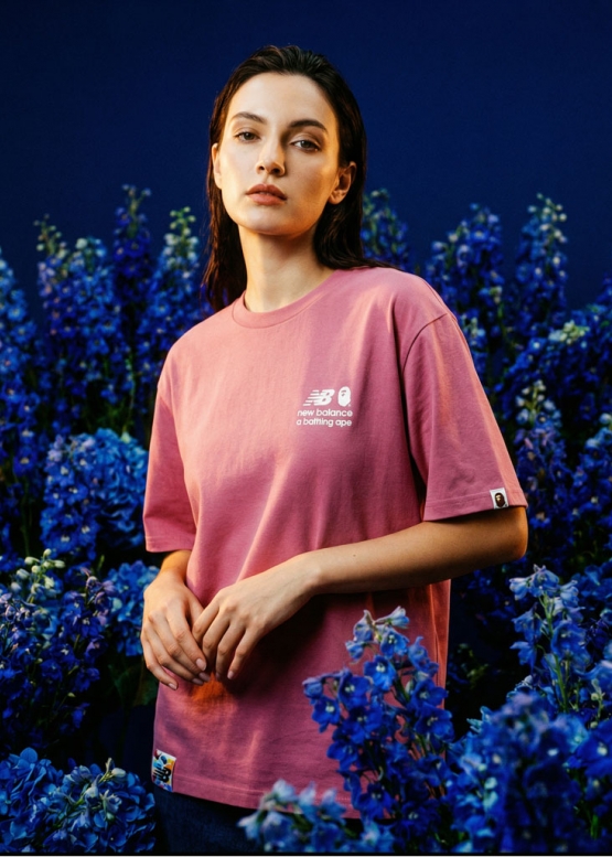 Bape Aape by A BATHING APE x New Balance Ape Head Relaxed Fit Color Pink T-Shirt Mens
