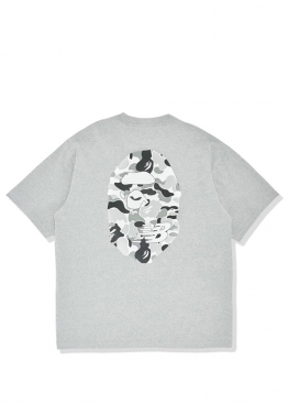 Bape x New Balance Ape Head Relaxed Fit Grey Tee Mens - FA1146